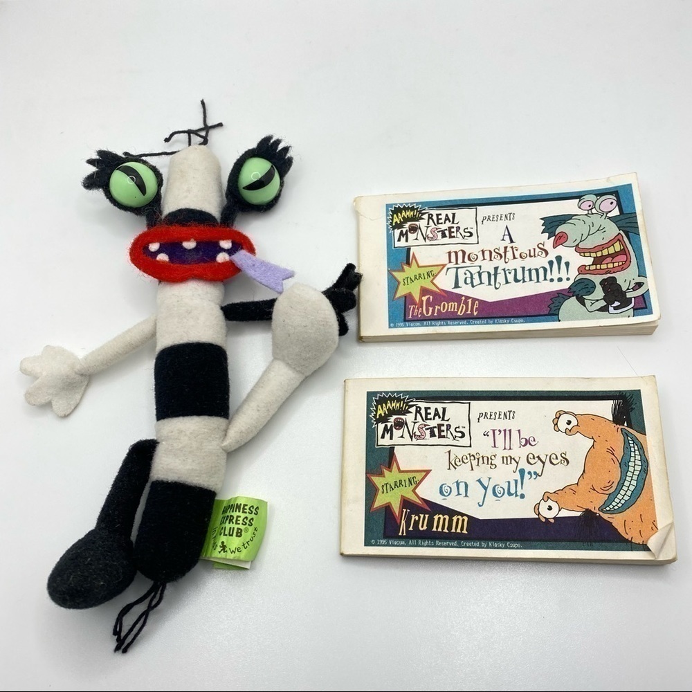 NICKELODEON Real Monsters Oblina 6" Plush & 2 Real Monster Flip Books Vintage